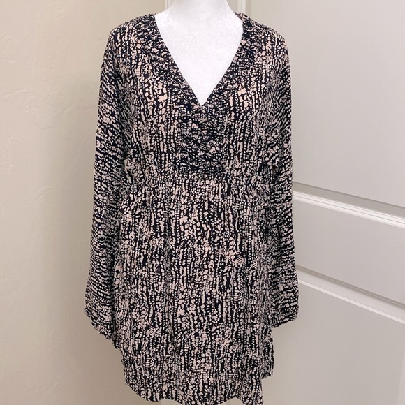 Soya Concept Woman’s Tunic Dress Mini smocked Boho viscose Made in Denmark  L - Picture 1 of 6